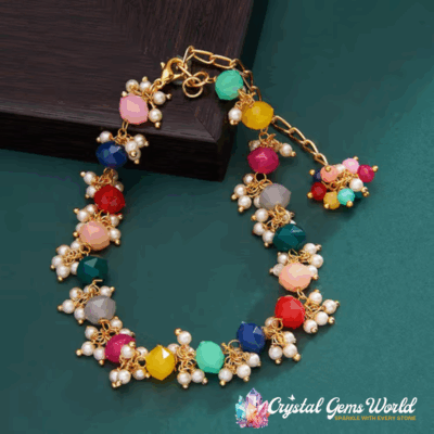 Crystal Multicolor Beads & Cluster Pearls Traditional Bracelet