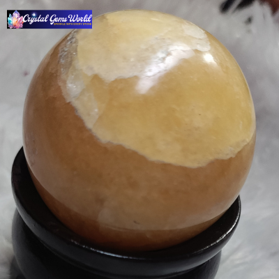 Crystal Golden Yellow Crystal Sphere with Stand
