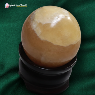 Golden Yellow Crystal Sphere with Stand